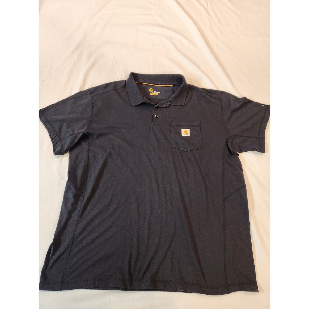 Carhartt Force Mens 2XL Black Relaxed Fit Short Sleeve Pocket Polo Shirt‎ Casual - Picture 5 of 11